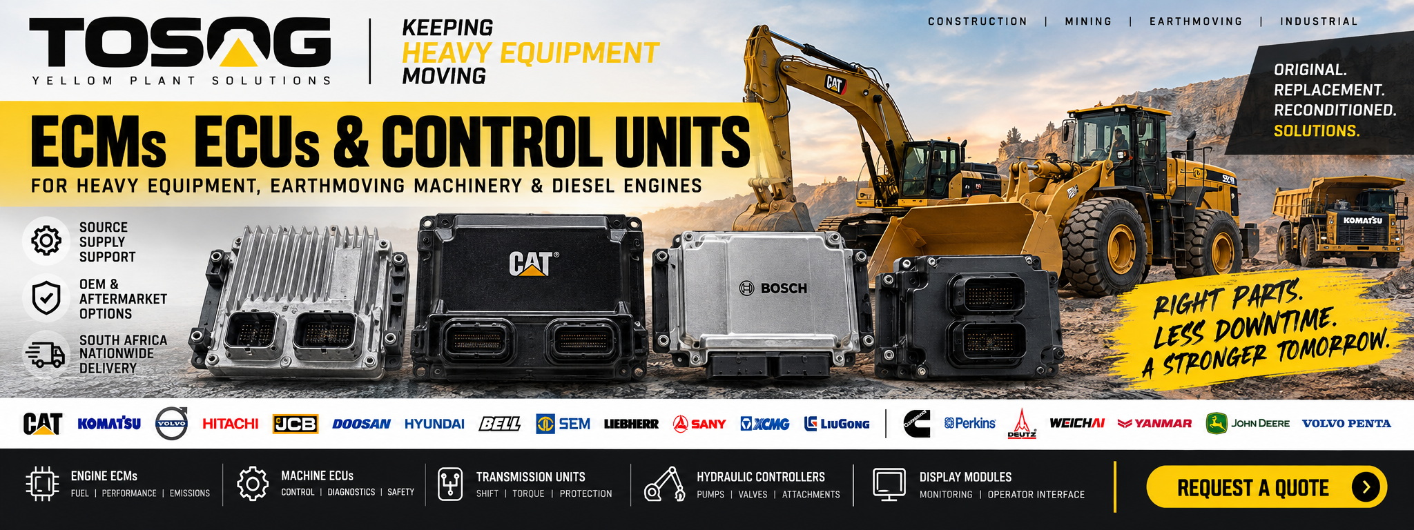 Heavy equipment ECM ECU electronic control module South Africa