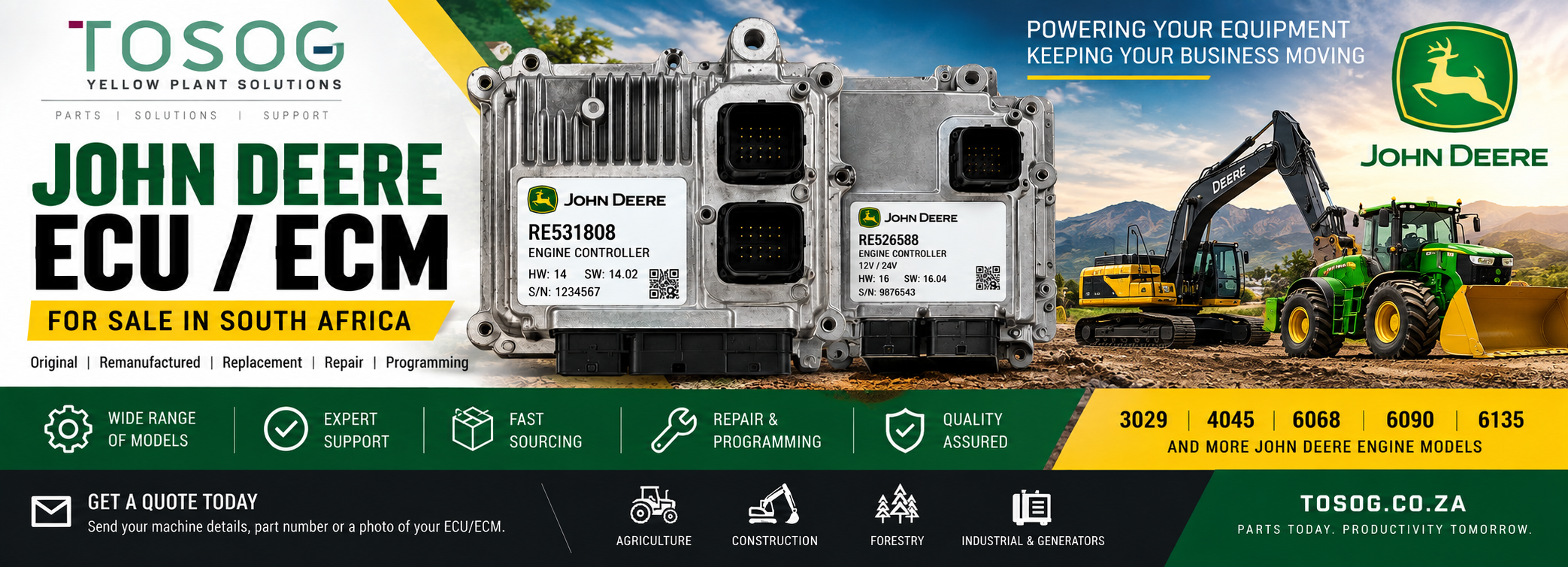 John Deere ECU ECM engine controller for sale South Africa
