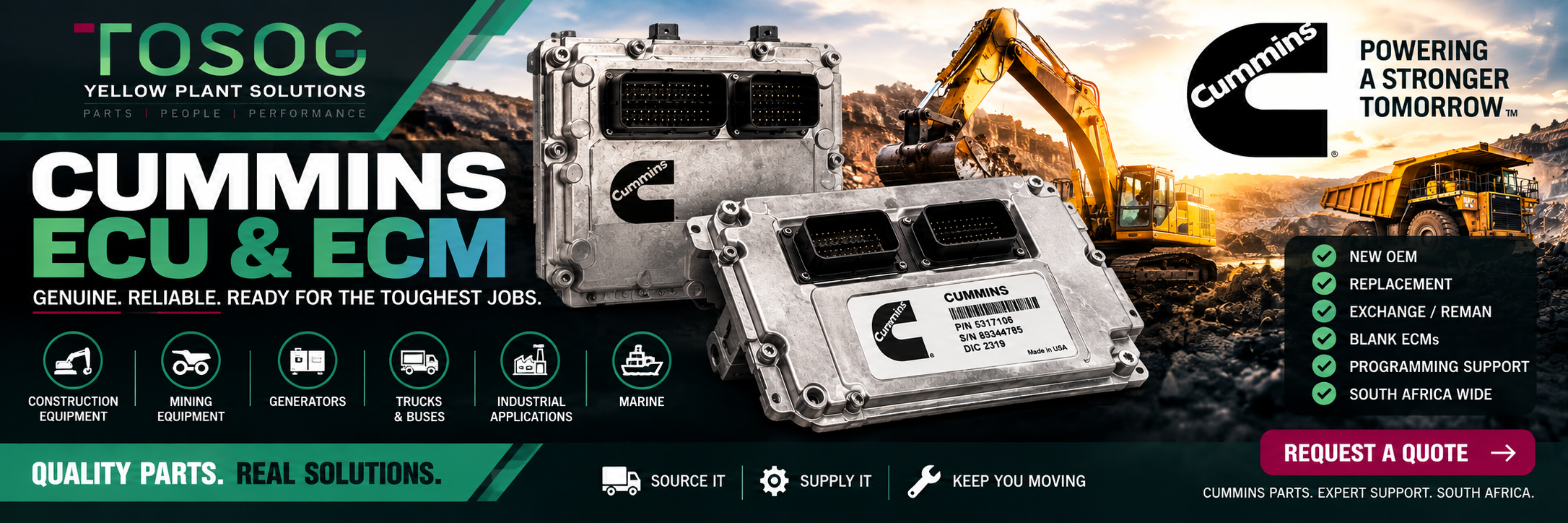 Cummins ECU ECM engine control module for sale South Africa