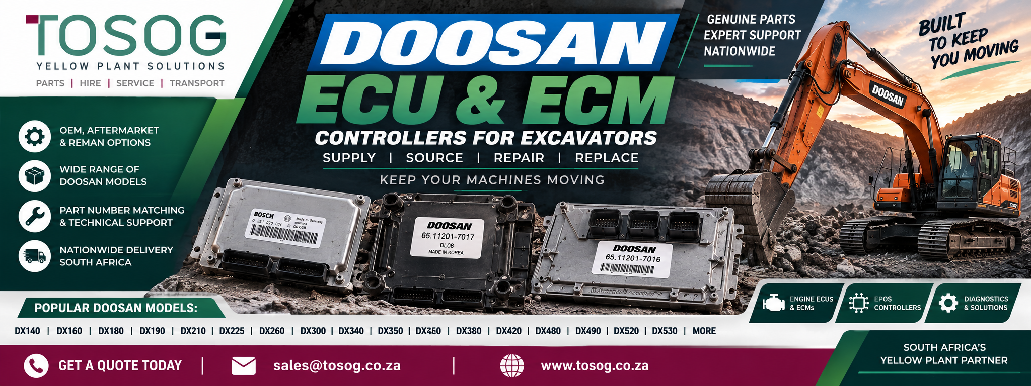 Doosan ECU & ECM Controllers for Excavators | TOSOG South Africa