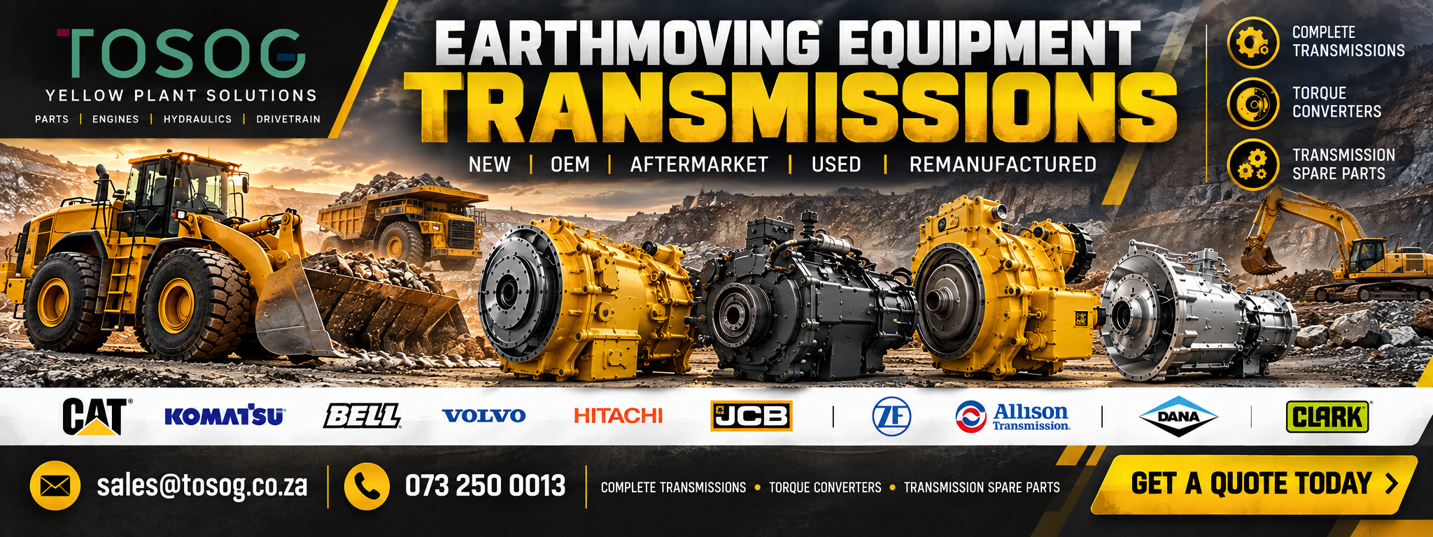 Earthmoving equipment transmission for sale in South Africa – TOSOG