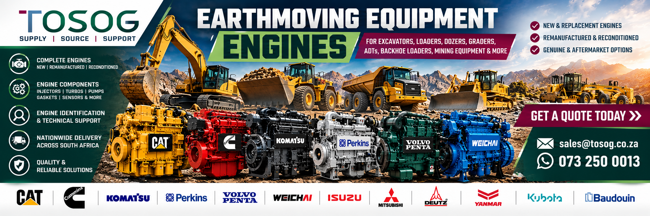 Earthmoving equipment engines for sale in South Africa – TOSOG