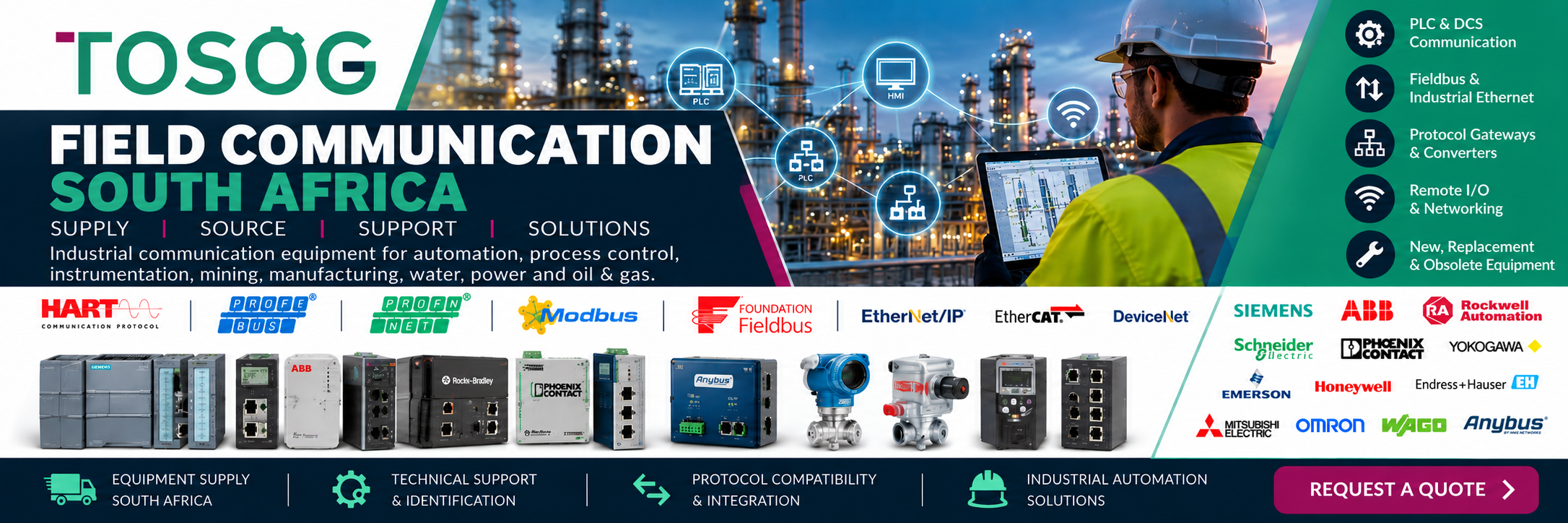Field communication equipment and industrial fieldbus solutions South Africa