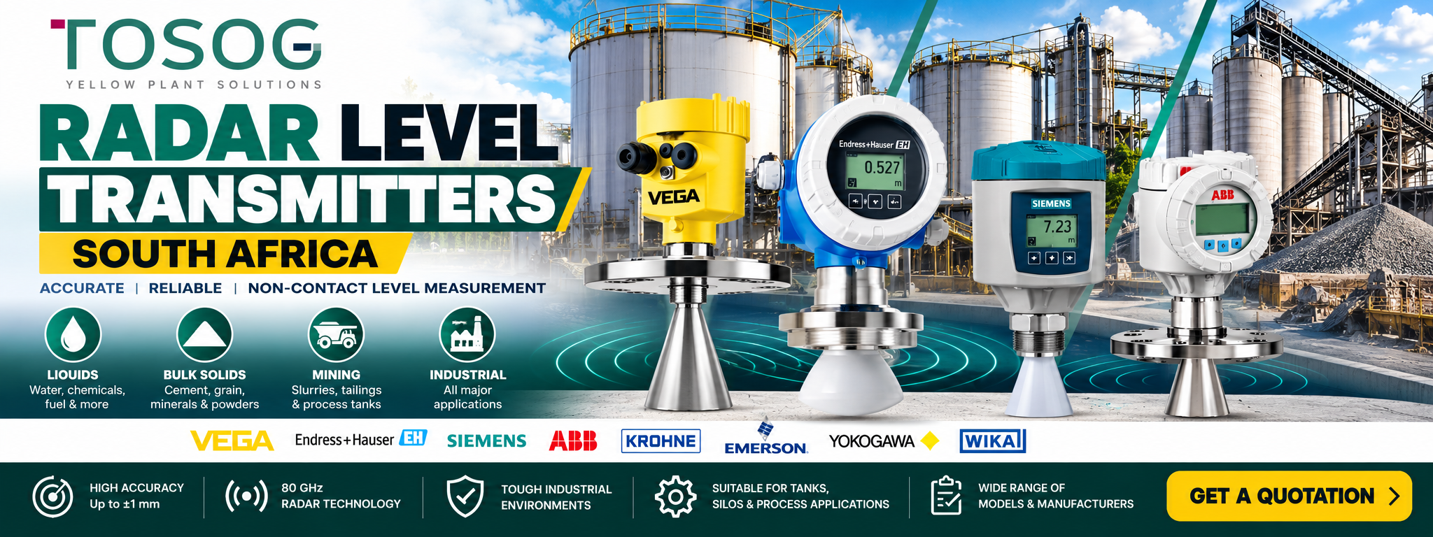 Radar Level Transmitters South Africa | Radar Level Sensors | TOSOG