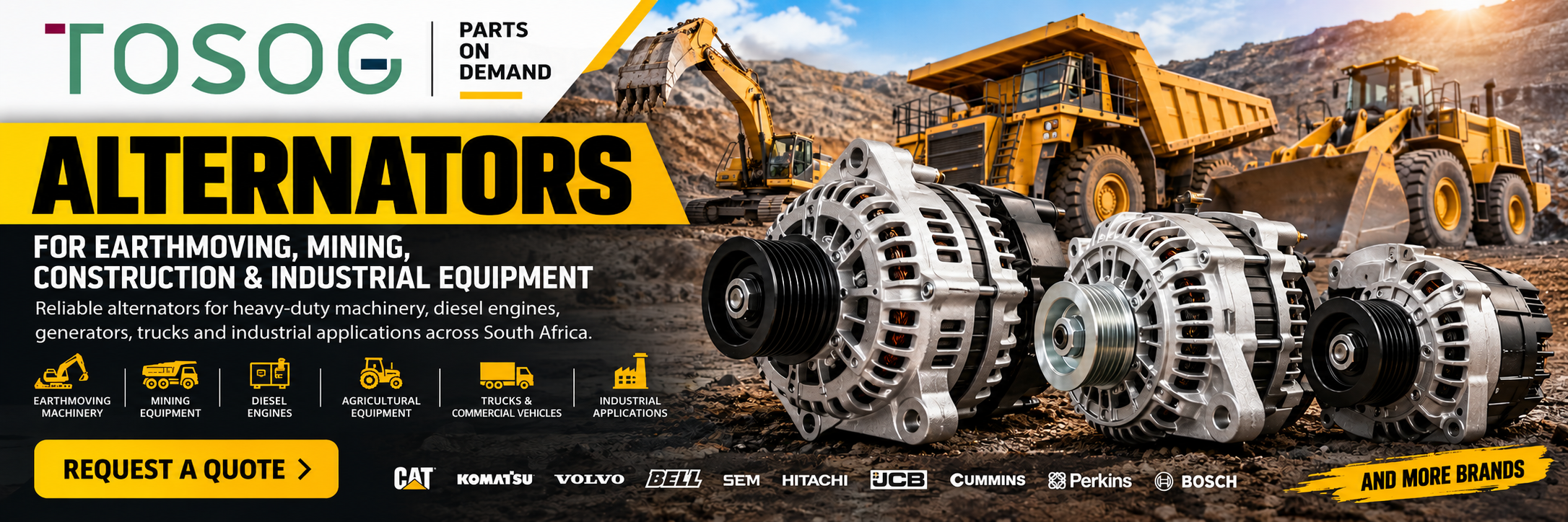 Alternators for Sale in South Africa | TOSOG Yellow Plant Solutions